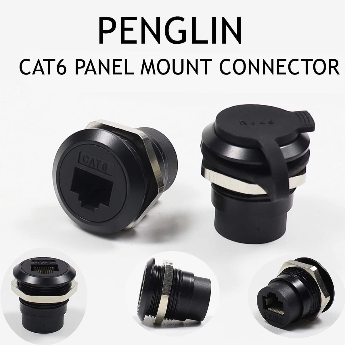 PENGLIN 2Pack RJ45 Shielded Panel Mount Coupler, Ethernet LAN Pass Through Connector, CAT6A Female to Female Bulkhead Extension Interface Adapter