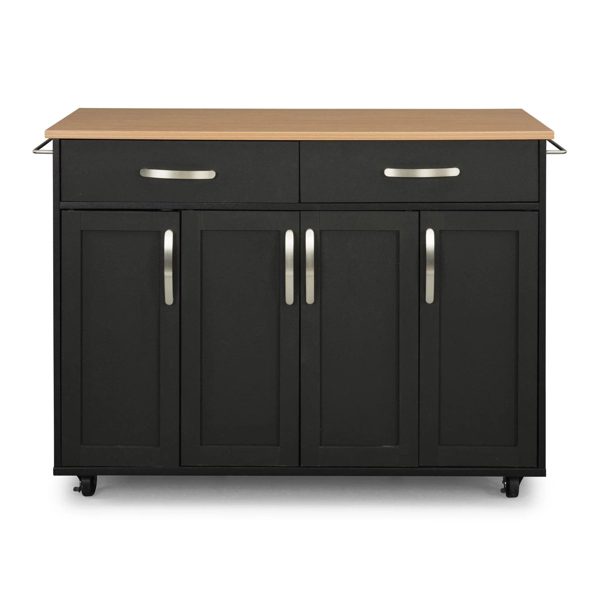 Homestyles Storage Plus Wood Kitchen Cart in Black