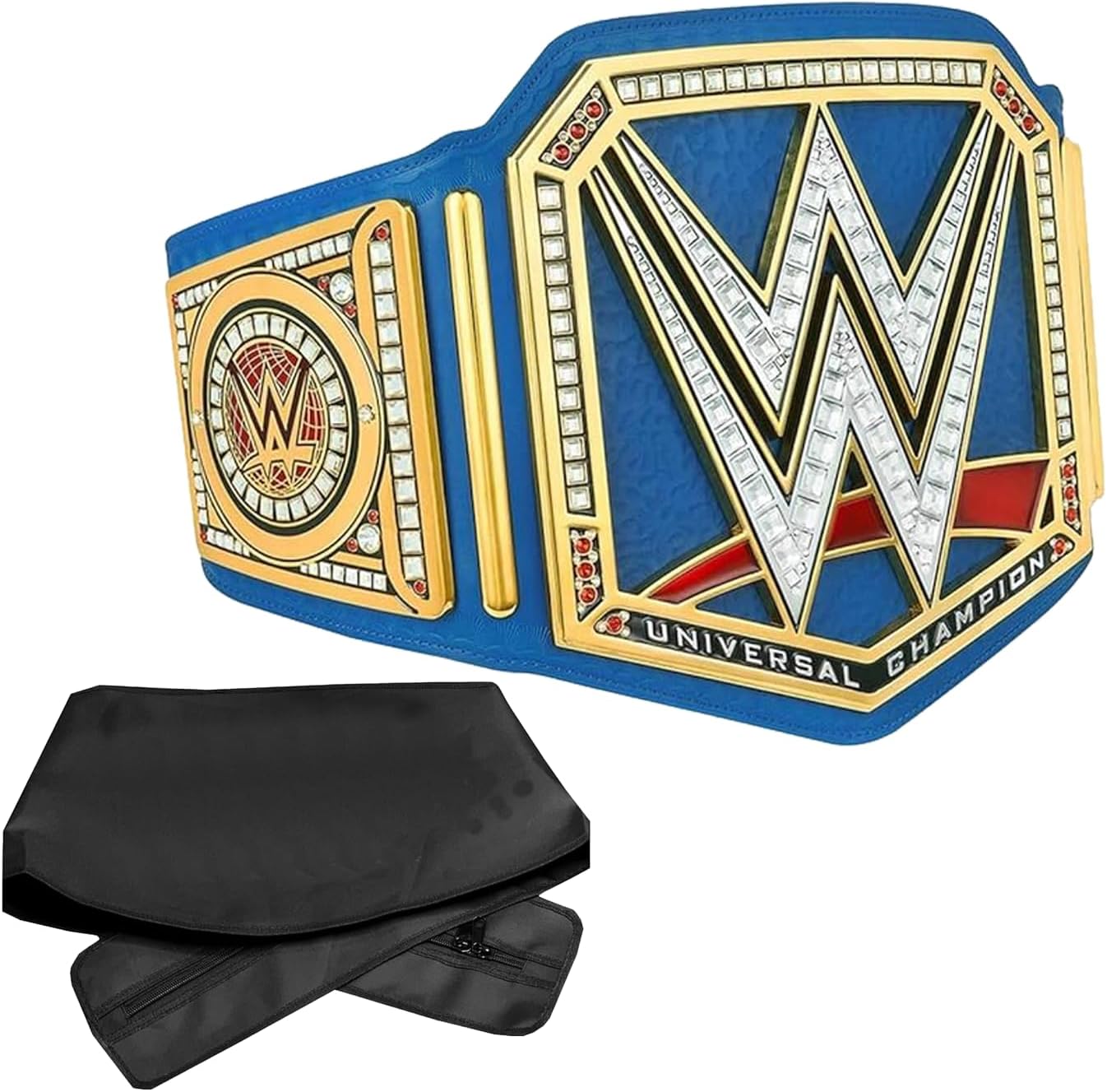 wwe Universal Championship Title Belt Metallic Sideplates Adjustable Strap with Protector bag(Adults Size) (BLUE UNIVERSAL)
