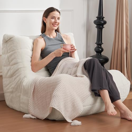 Bean Bag Chair Big Sofa Beanbag Chair for Adults Fireside Chair Bean Bag Lounger with Memory Foam Filled for Home,Apartment or Gaming Venue(Black Plush)
