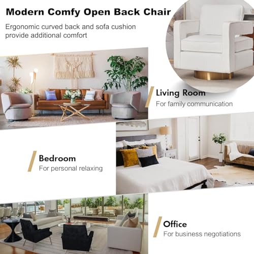 Swivel Barrel Chair,Modern Swivel Accent Chair Arm Chairs with Gold Stainless Steel Base, 360 Degree Upholstered Swivel Single Club Chair for Living Room Bedroom, Green