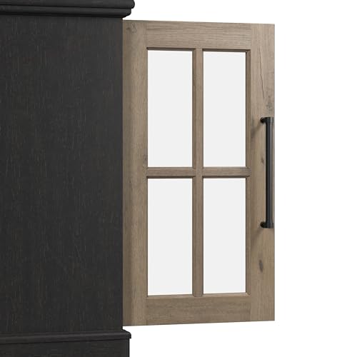 Bush Furniture Westbrook 46W Sideboard Cabinet with Glass Doors in White Ash | Storage Credenza for Dining Room or Kitchen Area