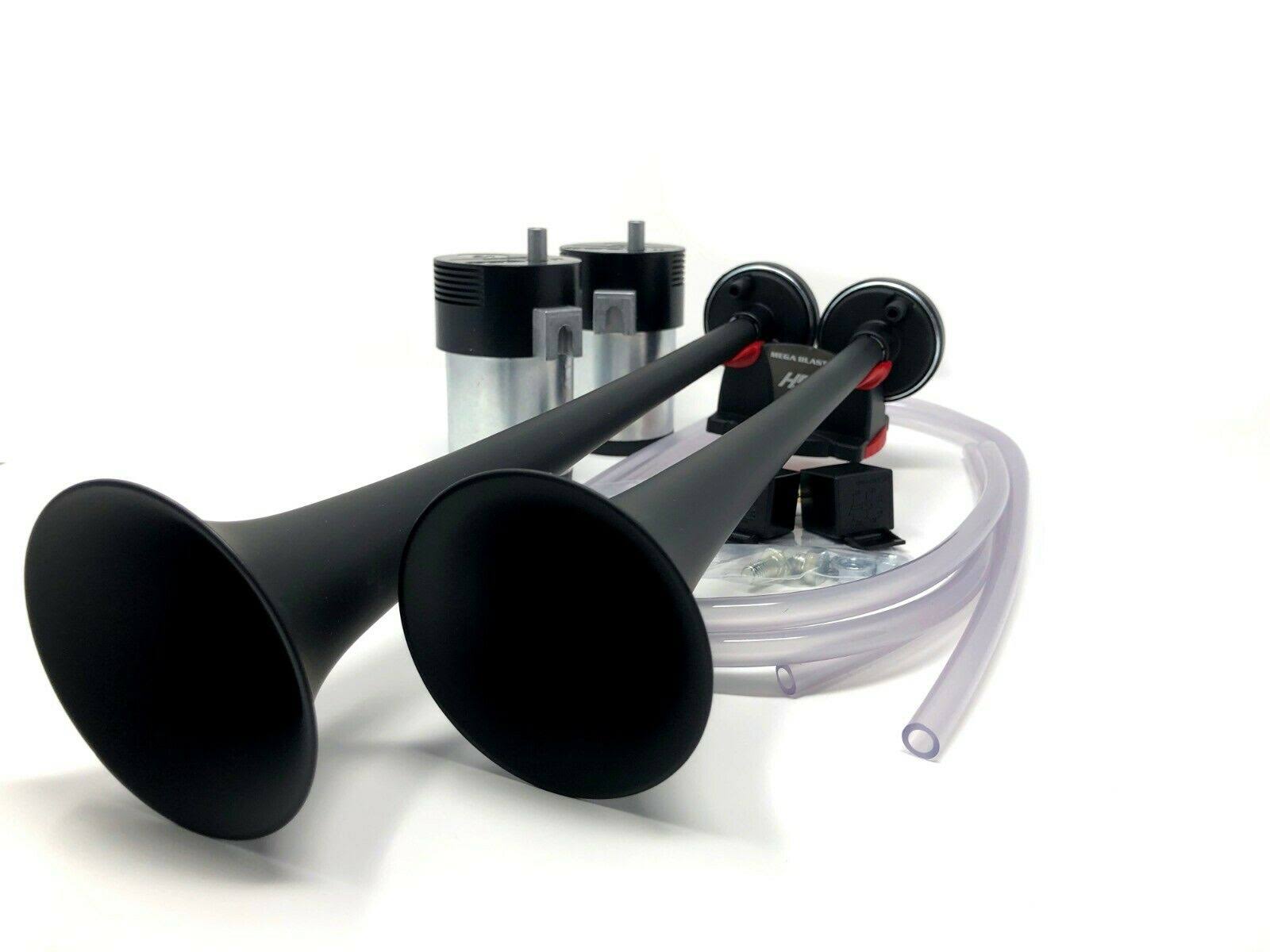 Mega Blast Air Horns for Trucks Cars SUV Train Sound Extremely Loud Black