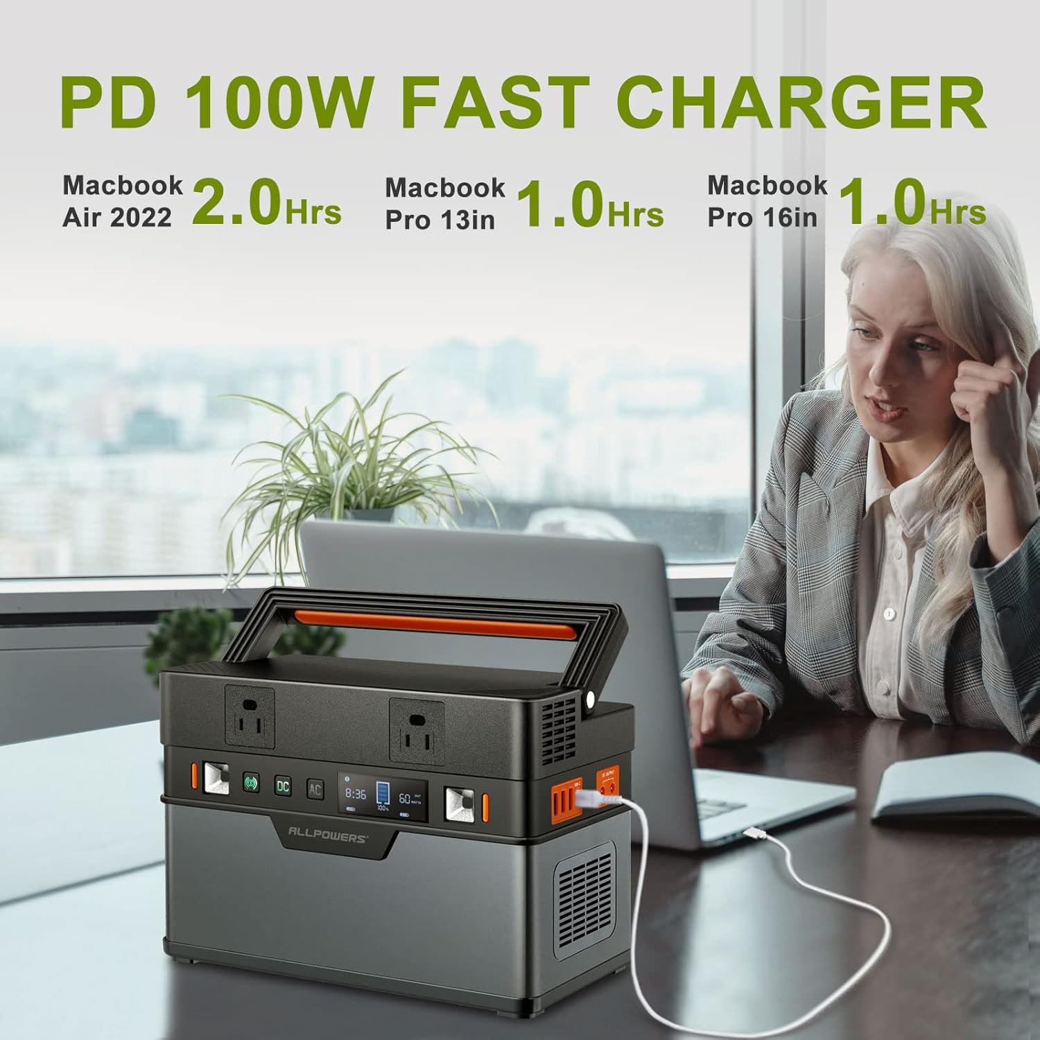 ALLPOWERS Solar Generator 110V 700W, Portable Power Station 606Wh with Pure Sine Wave AC Outlets, DC USB Car Ports, Mobile Backup Battery for Camping Home Use Emergency