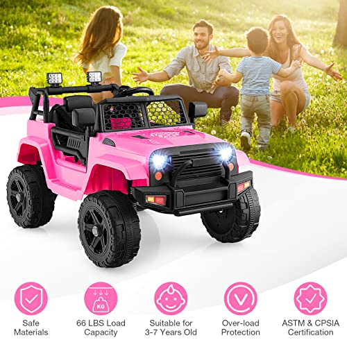 HONEY JOY Ride on Truck, 12V Licensed Toyota FJ Electric Car for Kids, Shock Suspension, LED Lights & Music, Battery Powered Kids Car to Drive, Ride On Car with Remote Control, Camouflage
