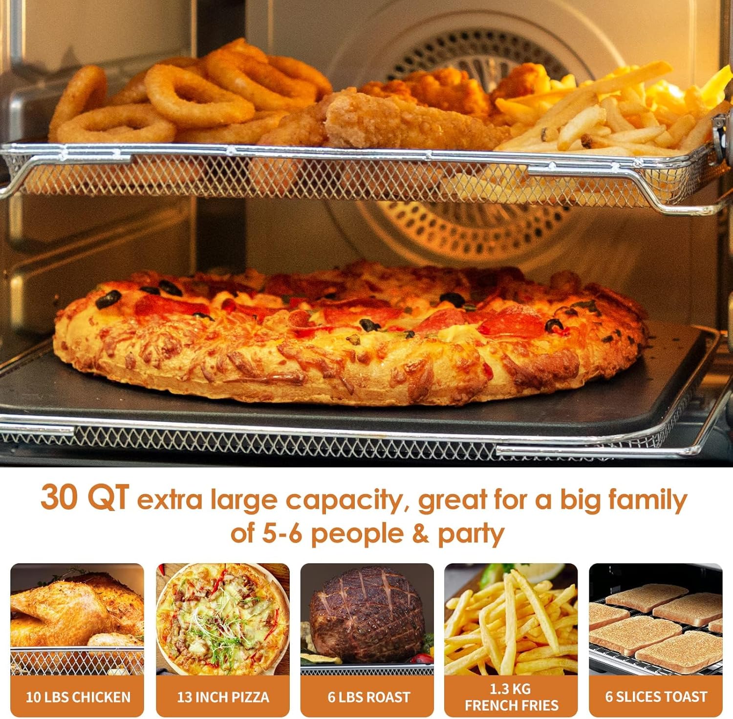 NUWAVE Bravo XL Air Fryer Convection Toaster Oven Countertop, 112-in-1 Smart Grill Combo with Original Flavors & Marks, Adjustable Heating Zones for Pizza, Roast, Bake, 50-500°F, Stainless Steel, 30QT