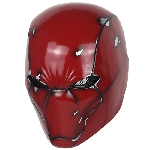 Red Hood Helmet Metallic Effect Red Hood Mask Deluxe Cosplay Prop for Fans Collector's Edition
