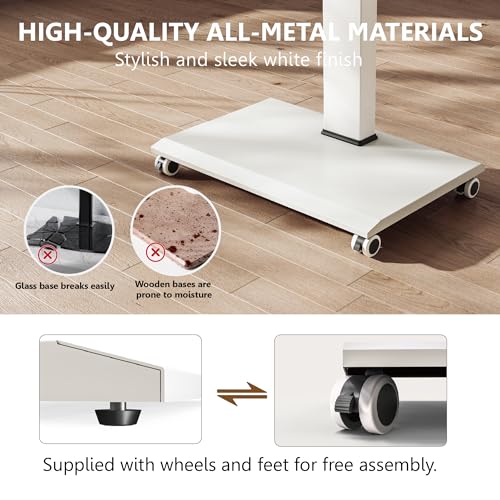 FITUEYES Rolling TV Stand - Portable Mobile TV Cart on Wheels for 32 to 75" TVs, Landscape to Portrait Rotating and 40°Swivel, Height Adjustable TV Cart Rolling TV Stand with 1 Shelf Hold Up to 88 Lbs