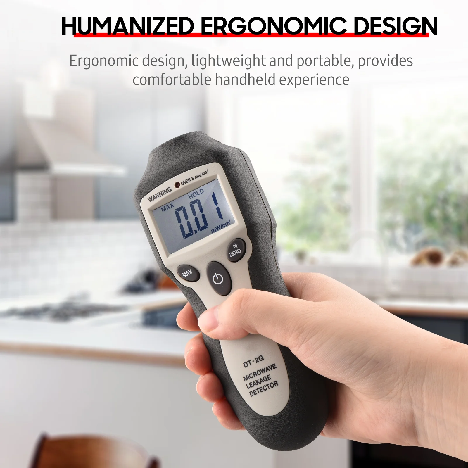 DT-2G Handheld Microwave Leakage Detector High Digital LCD Display EMF Meter Electromagnetic Radiation Tester with Auto Alarm No Need Recalibration