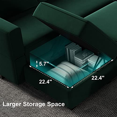 Belffin Oversized Modular Sectional Sofa Velvet U Shaped Couch with Storage Ottomans Modular Sectional Couch with Reversible Chaise Convertible Sectional Sleeper Sofa Velvet Blue