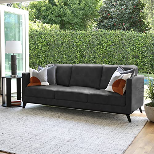 Abbyson Living Mid-Century Modern Premium Top Grain Leather Sofa, Camel