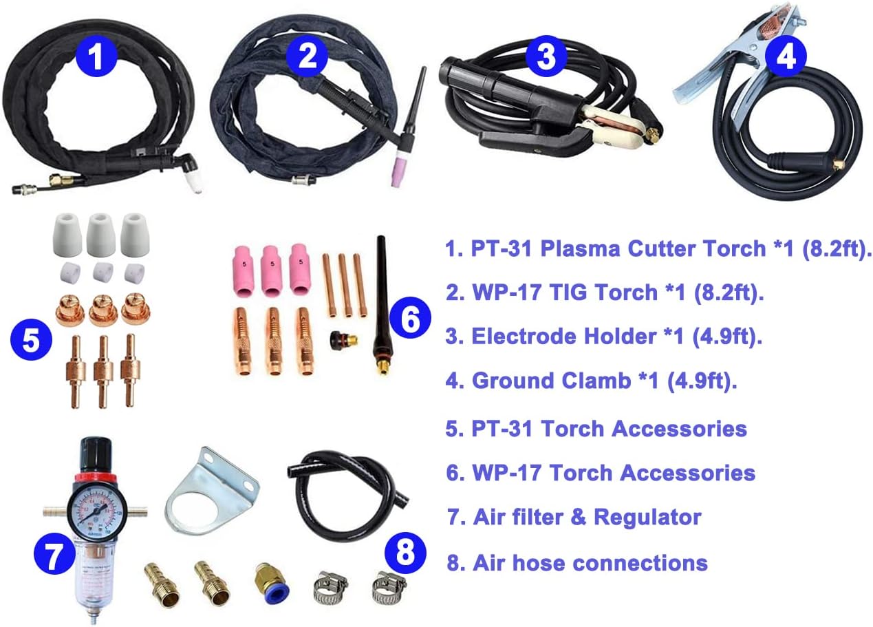 Plasma Cutter TIG Welder (Pulse) Stick Welder - CT418 3 in 1 Combo Welding Machine, 180A Pulse TIG/Arc Welding, 40A Plasma Cutting, 110/220V Dual Voltage Digital Display Portable Welder Machine