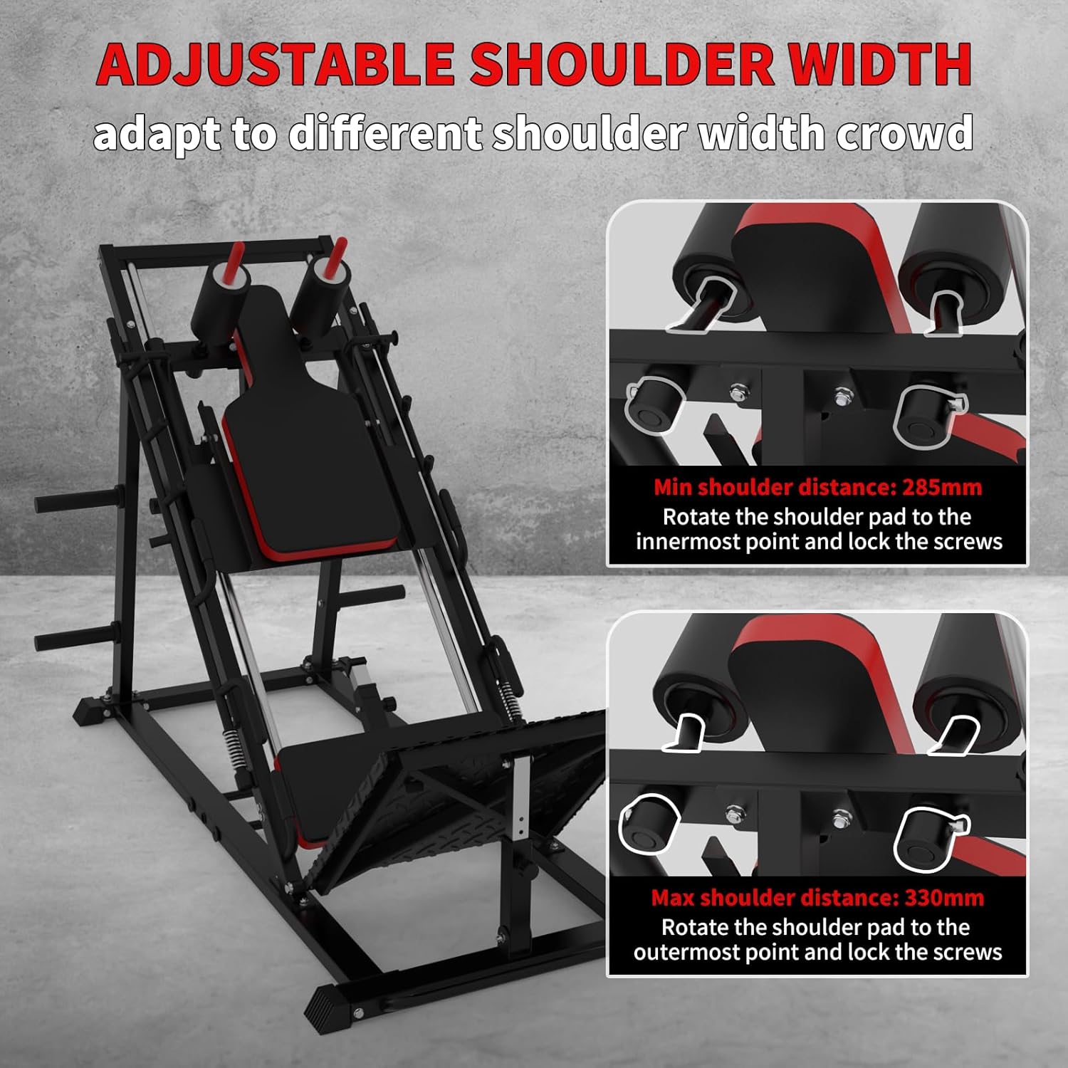 Leg Press Hack Squat Machine Combo, Hack Squat Leg Press Machine with Weight Storage Posts, Professional Adjustable Leg Exercise Machine with Linear Bearing for Full Lower Body Workout Home Gym