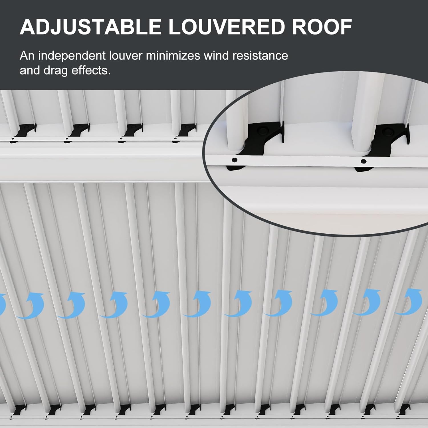 Aoodor Patio 20 x 10 FT Louvered Aluminum Pergola, Outdoor Gazebo with Adustable Hardtop, for Lawn and Garden - White