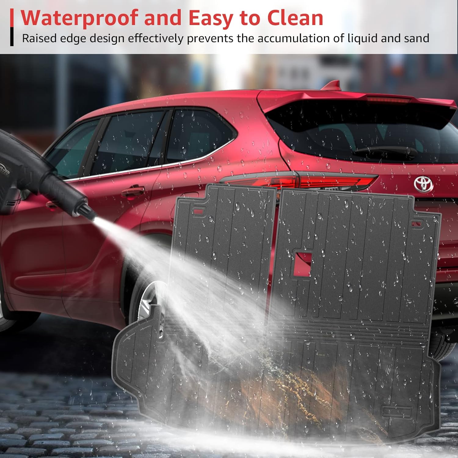 Cargo Trunk Mat for 2020 2021 Toyota Highlander, Customed TPE All-Weather Rear Trunk Liner Accessories (Only Fit Without Subwoofer in Cargo Area) Pack of 2