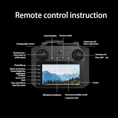 Drone For Adult,4.5" Screen,5G Remote Controller With Camera,6K HD Camera FPV Live Video,Altitude Hold Gesture Selfie One Key Take Off Landing 3D Flips Waypoint Fly Drone (2 Batteries)