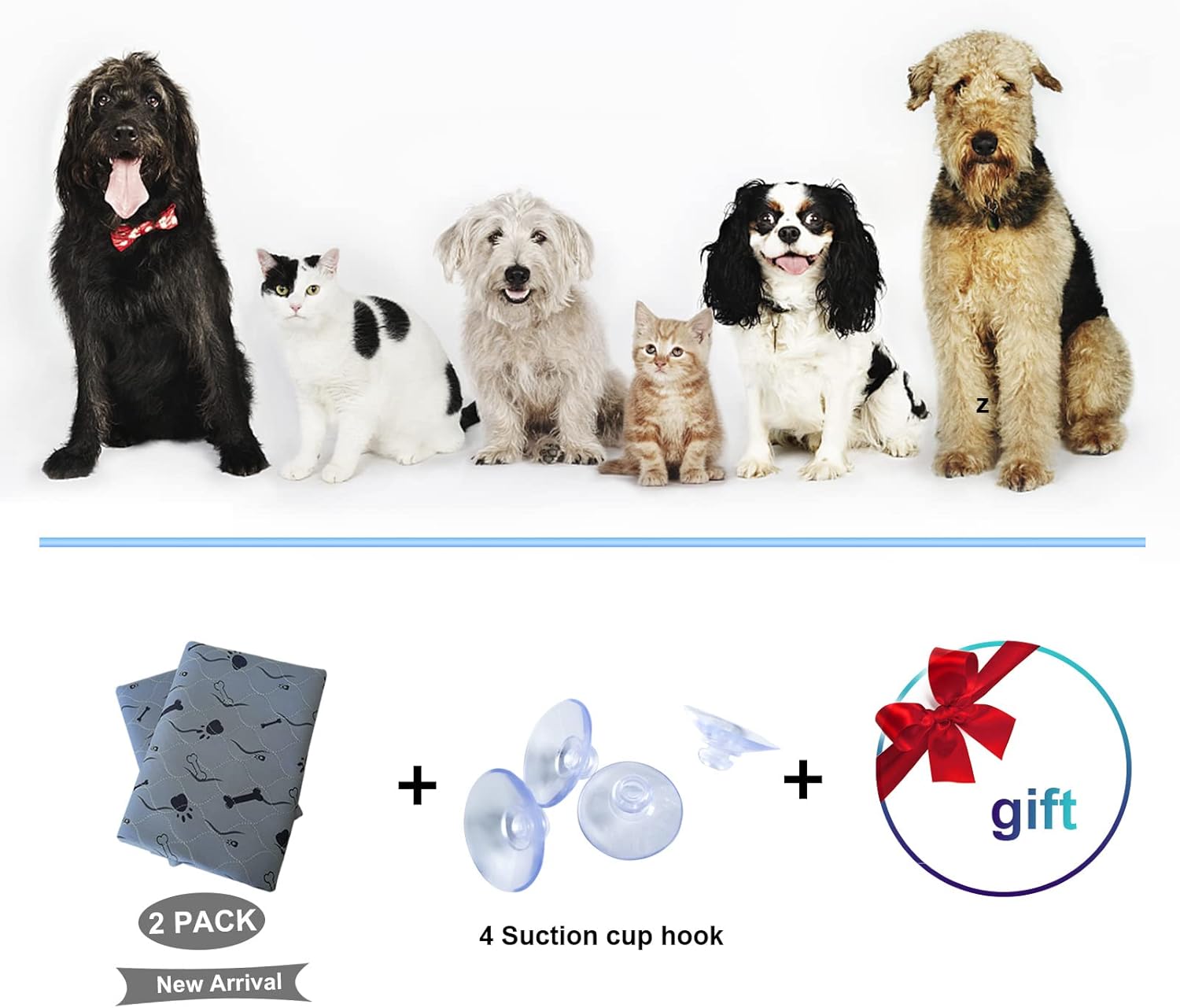 GAGURL Dog Puppy Washable Pee Pads,Waterproof Non Slip Dog Mats,Training/Whelping/Playpen/Crate/Travel/Absorbent/Absorbed Urine/Odor Controlling for Dog Potty Cat Rabbit Pets,(72x72, Grey Paw Print) Pack of 2