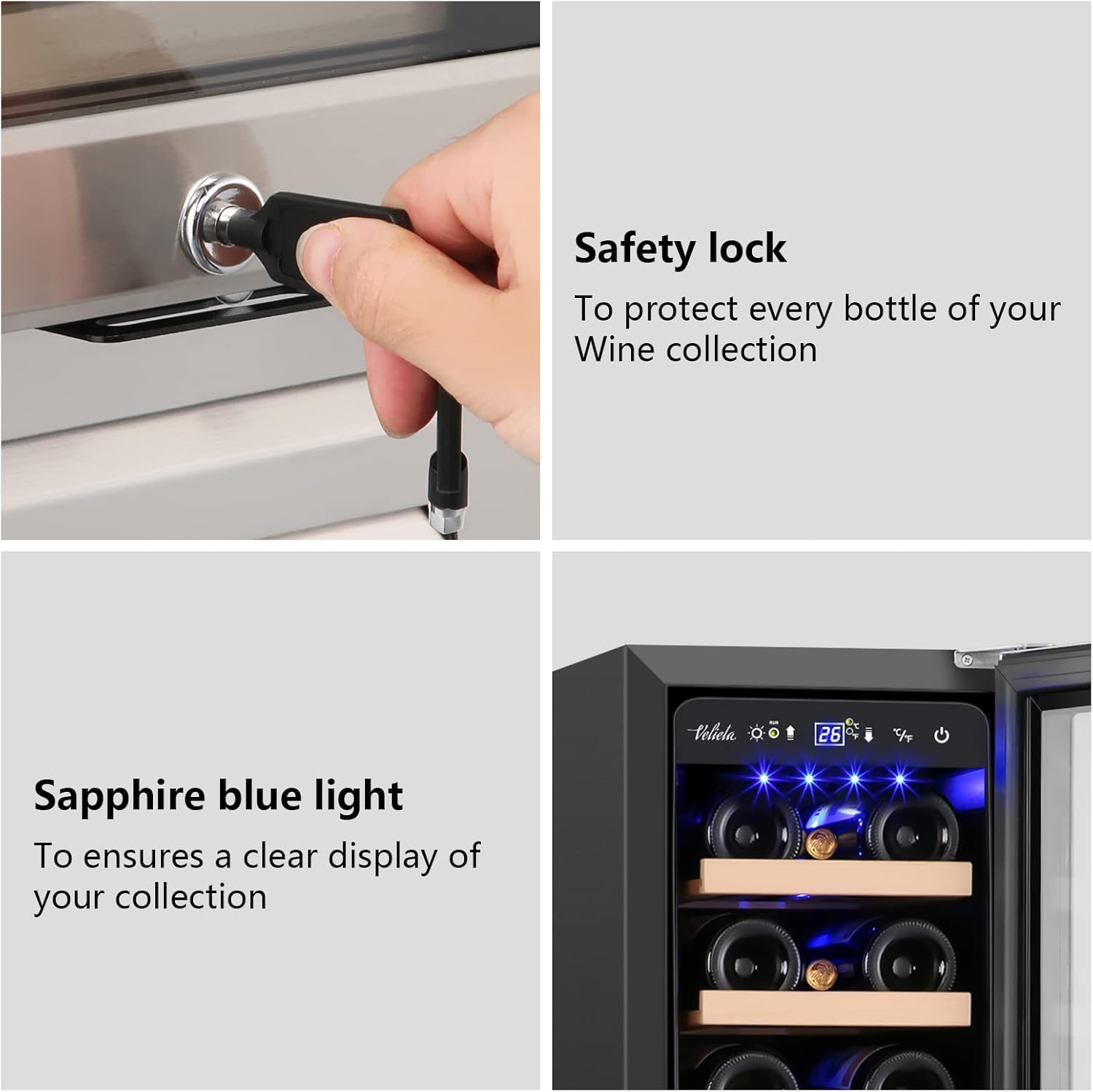 12 Inch Wine Cooler Refrigerator,Mini Wine Fridge 18 Bottle Capacity,Built-in or Freestanding Professional Wine Chiller with Quiet and Stable Temperature Control Systems.