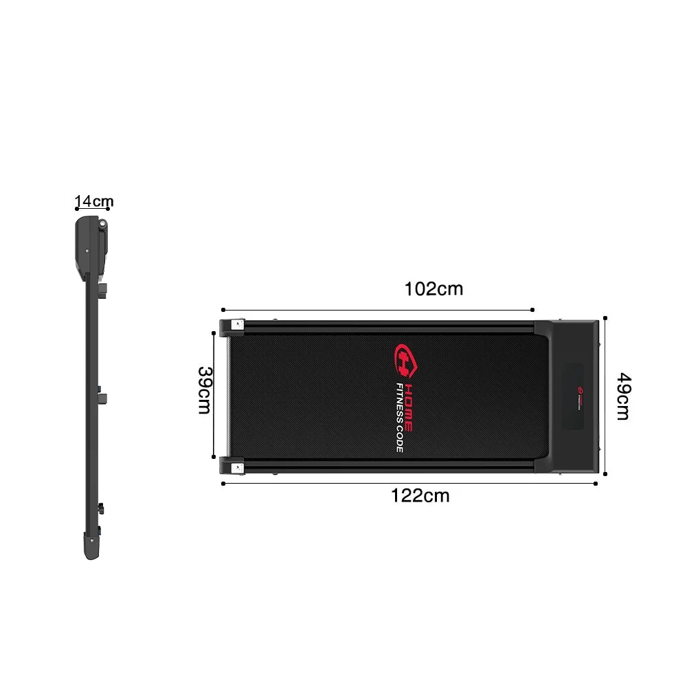 Home Fitness Code Treadmills for Home, Ultra Slim Under Desk Treadmill for Home/Office, No Assembly Required, Black