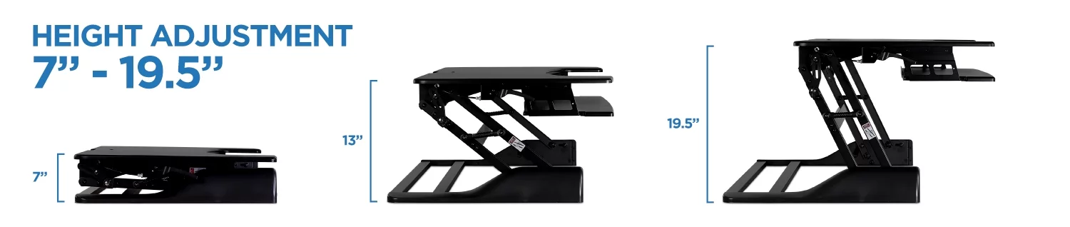 Mount-It! Extra Wide, Height Adjustable, Black, Steel, Standing Desk Converter, Ergonomic