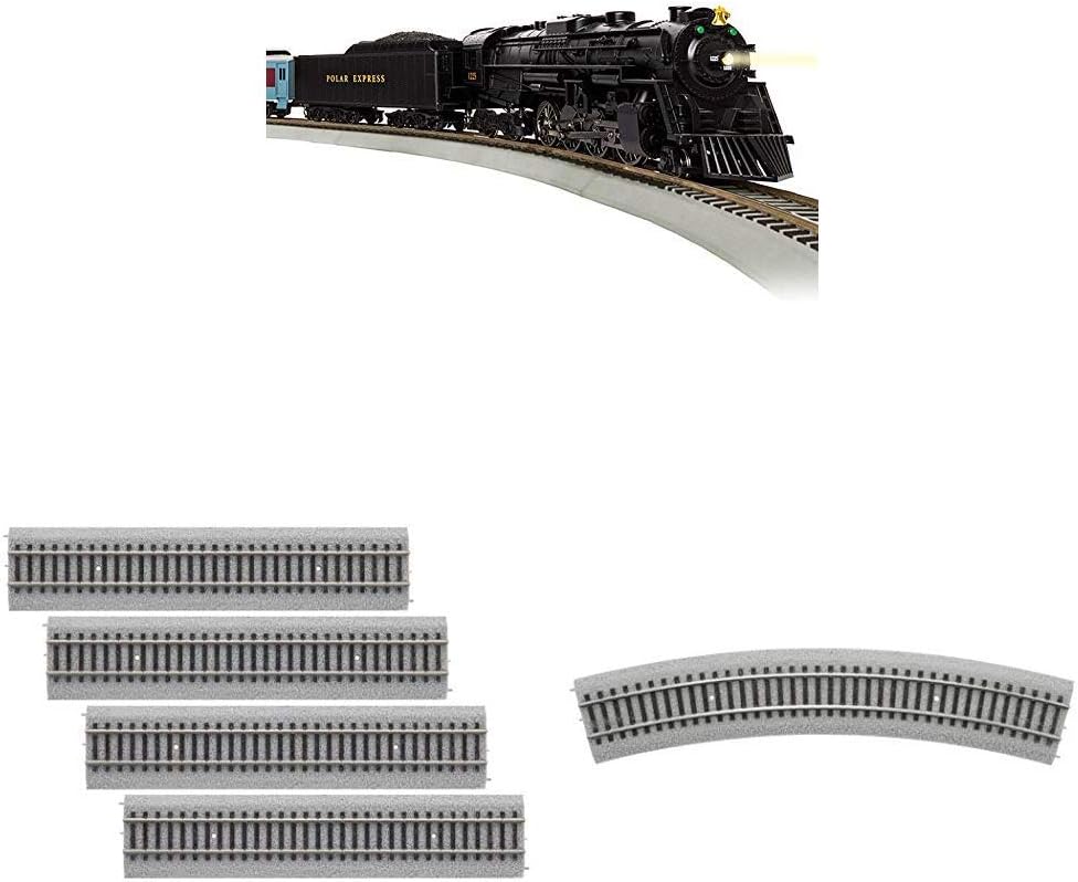Lionel The Polar Express, Electric HO Gauge, Model Train Set w/ Remote and Bluetooth Capability + 4 Additional Pieces of 20" Radius Straight + 4 Radius Curve MagneLock Track