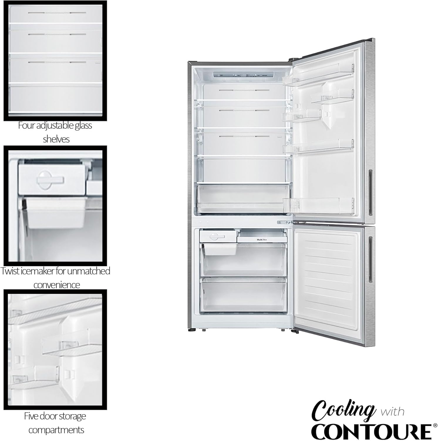 RV Bottom Freezer Refrigerator, 15.5 cu.ft. Stainless Steel | Unbeatable Convenience | Stylish Design | Twist Icemaker | R-1542SS