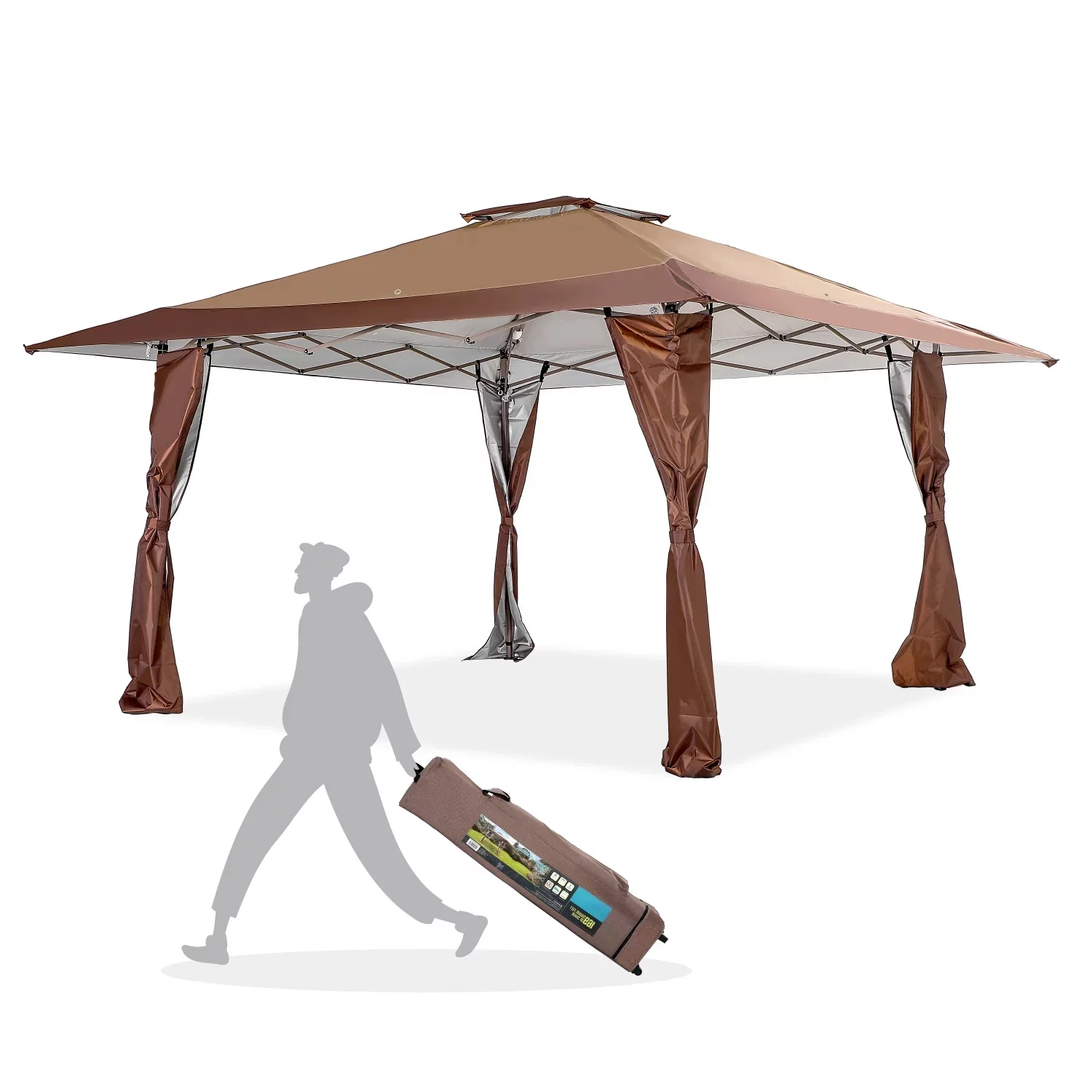 Summit Living 13 x 13 ft Pop Up Canopy Tents Event Shelter  for Outside Party Brown