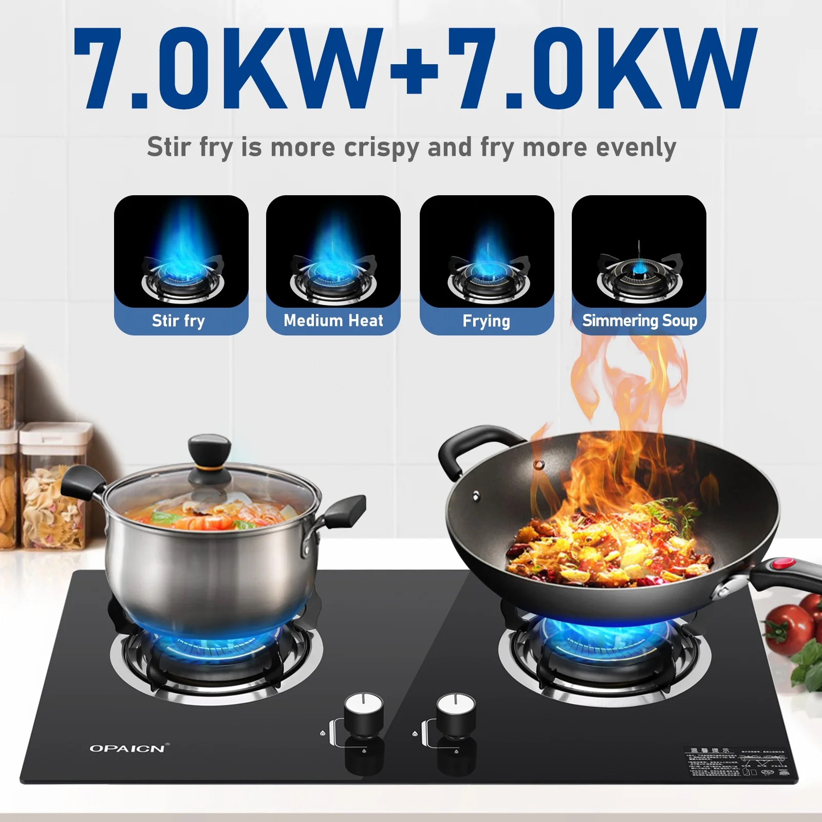 Double Burner Gas Stove Household Embedded Tempered Glass Liquefied Gas Cooker Kitchen Cooktop