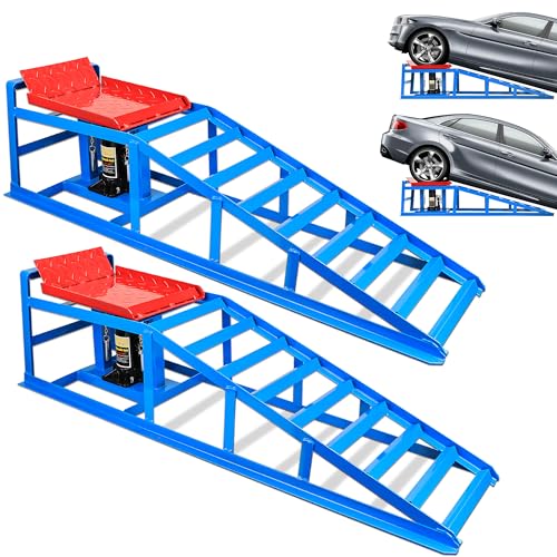 2PCS 5T 11060lbs Hydraulic Car Ramps, Heavy Duty Hydraulic Vehicle Ramps Lift Ramp, Portable Car Ramps for Oil Changes, Car Lifts for Home Garage, Vehicle Auto Garage Repair