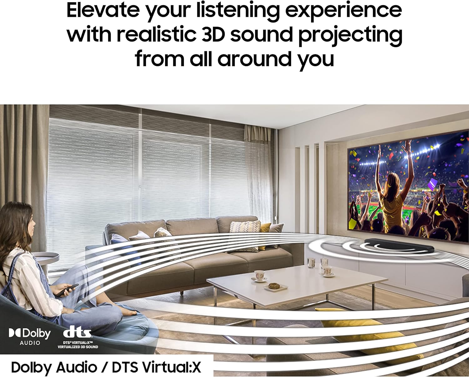 SAMSUNG HW-B57C B-Series 4.1ch Soundbar w/Dolby Audio/DTS Virtual X, Game Mode, Wireless Bluetooth TV Connection, Rear Speaker Kit & Subwoofer Included
