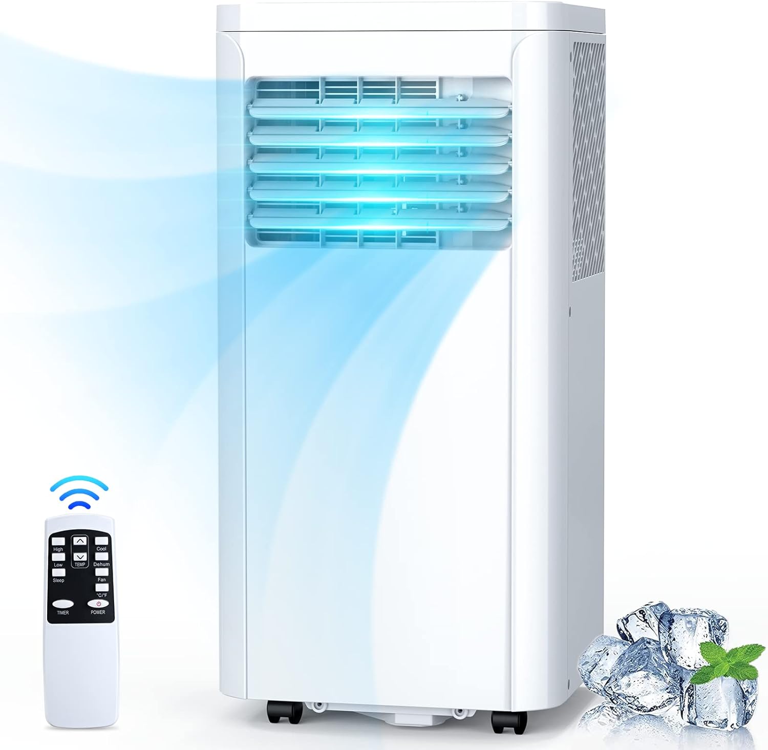 YONG Portable , 8000 BTU AC Unit with Dehumidifier & Fan Modes, Up to 350 Sq.Ft, Remote Control, 24H On/Off Timer, Quiet for Room, Window Mount Kit