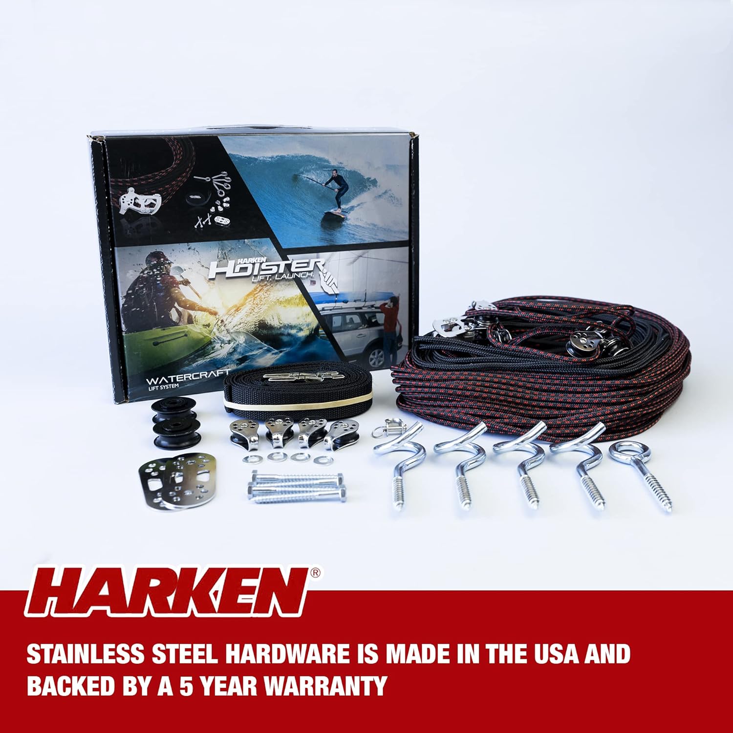 HARKEN - Truck Cap Overhead Garage Storage Hoist, Self-Leveling, Safe Anti-Drop System, Easy One-Person Operation, Smart Garage Organization