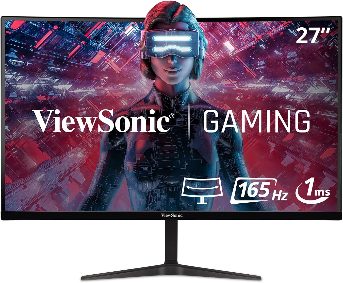 ViewSonic VX3218-PC-MHD 32 Inch Full HD 1080p 165Hz 1ms Curved Gaming Monitor with Adaptive-Sync Eye Care HDMI and Display Port