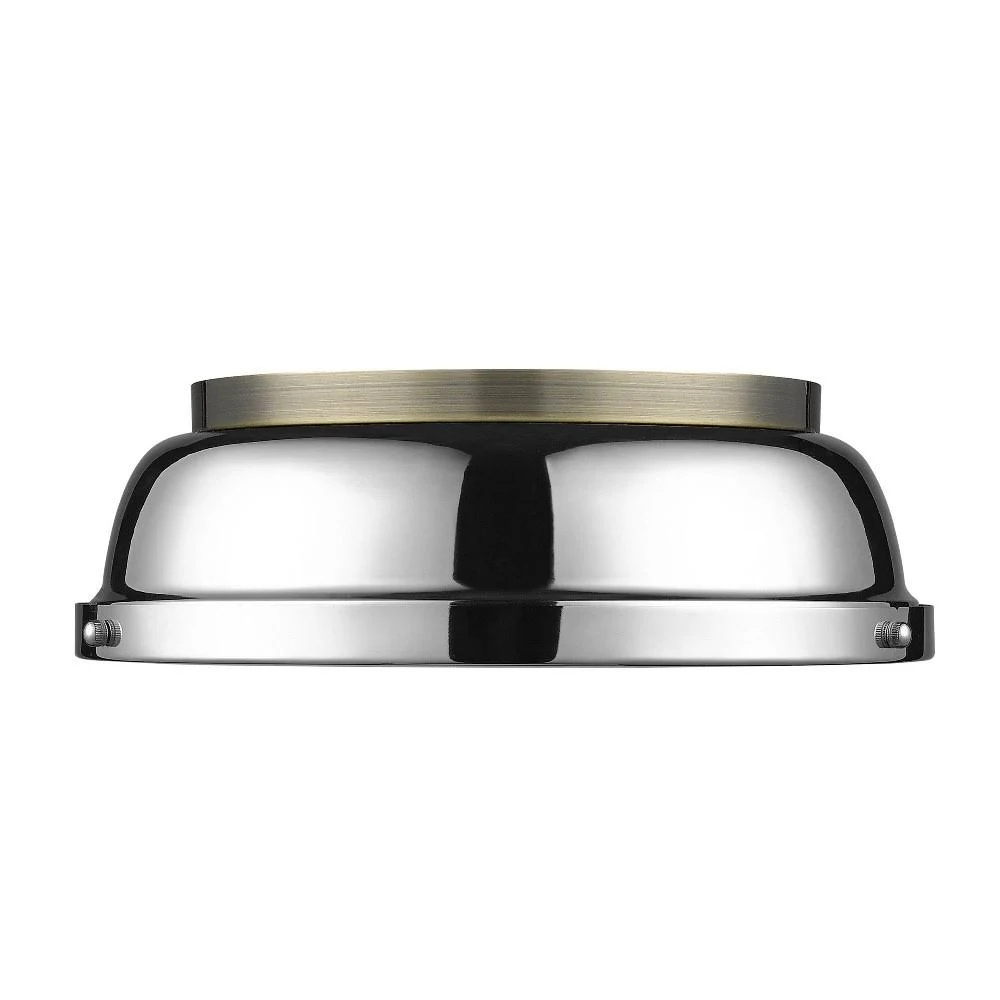 Golden Lighting 3602-14 AB-PW Duncan Flush Mount Aged Brass