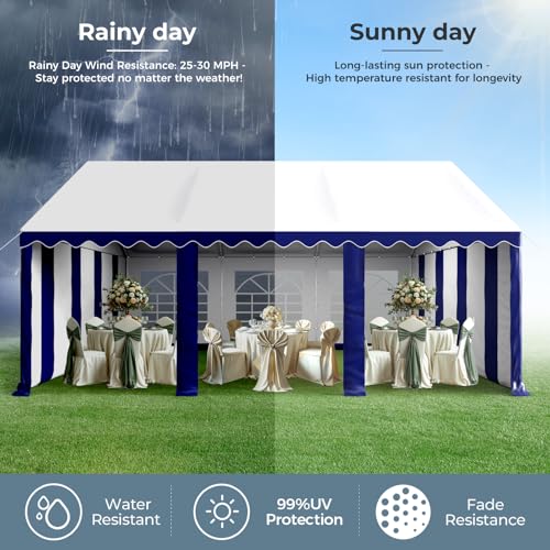 GREEN PARTY 20x40FT Party Tent Heavy Duty, Large Wedding Event Shelters with 7 Carry Bags & Removable Sidewalls, Outdoor Canopy Gazebo Commercial Tents for Parties Carport Camping Garden Patio