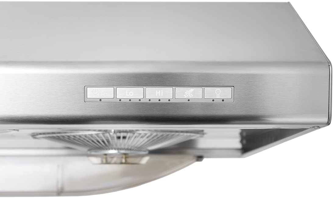 Pacific Kitchen Vent Hood AC30BS – 30 Inch Under Cabinet Range Hood – Filterless Modern Stainless Steel Hood Vent with 900 CFM Suction, Dual Fans, LED Touch Controls and Auto-Clean Function