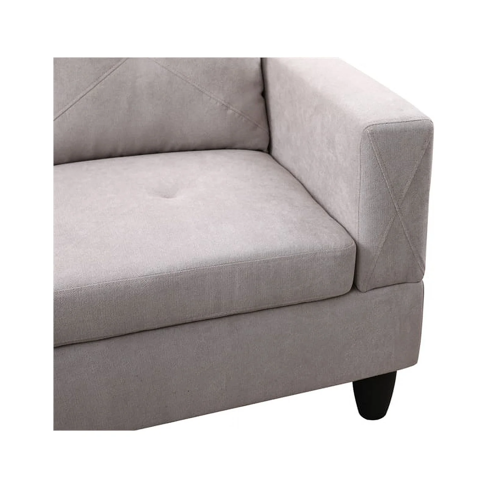 Pemberly Row L Shaped Gray Couch w/ Storage Ottoman(Pillows Included) Microfiber