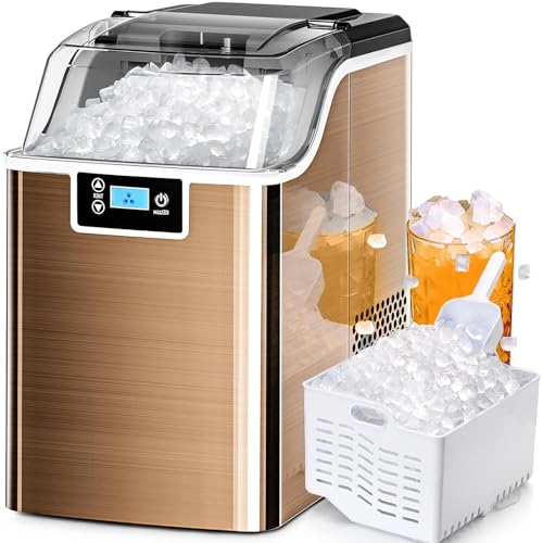 Nugget Ice Maker Countertop, 45lbs/Day Pebble Ice Maker Machine with 24H Timer, Self-Cleaning Crushed Countertop Ice Maker