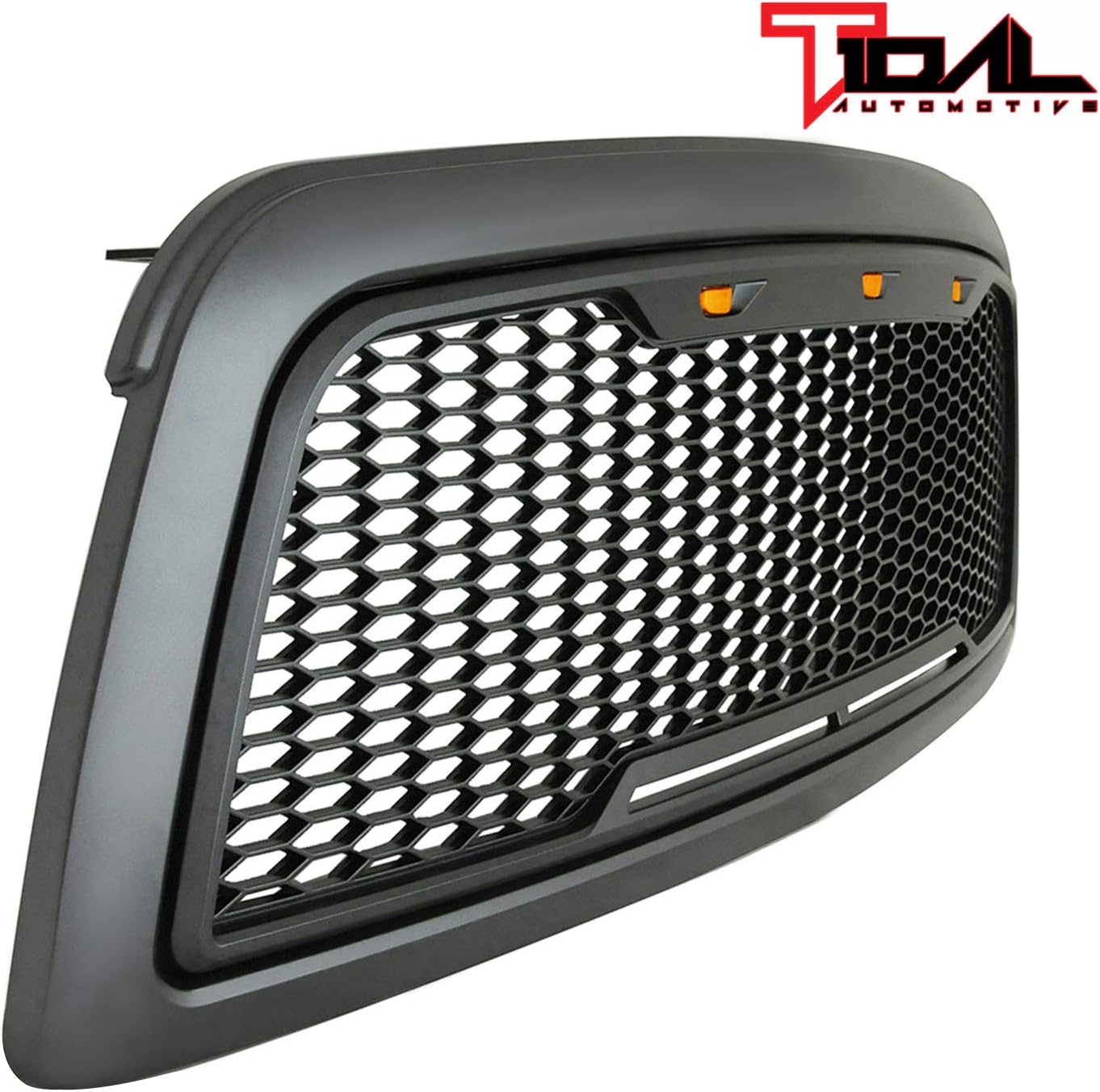 Tidal ABS Upper Grille Front LED Grille - Charcoal Gray - With Amber LED Lights Replacement Grille Fit for 09-12 Ram 1500