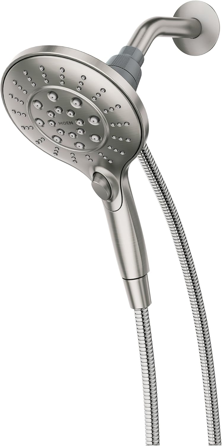Moen 26112SRN Engage Magnetix Six-Function 5.5-Inch Handheld Showerhead, Spot Resist Brushed Nickel & AT2199BN Replacement Shower Arm Flange for Universal Standard Moen Shower Arms, Brushed Nickel Pack of 2