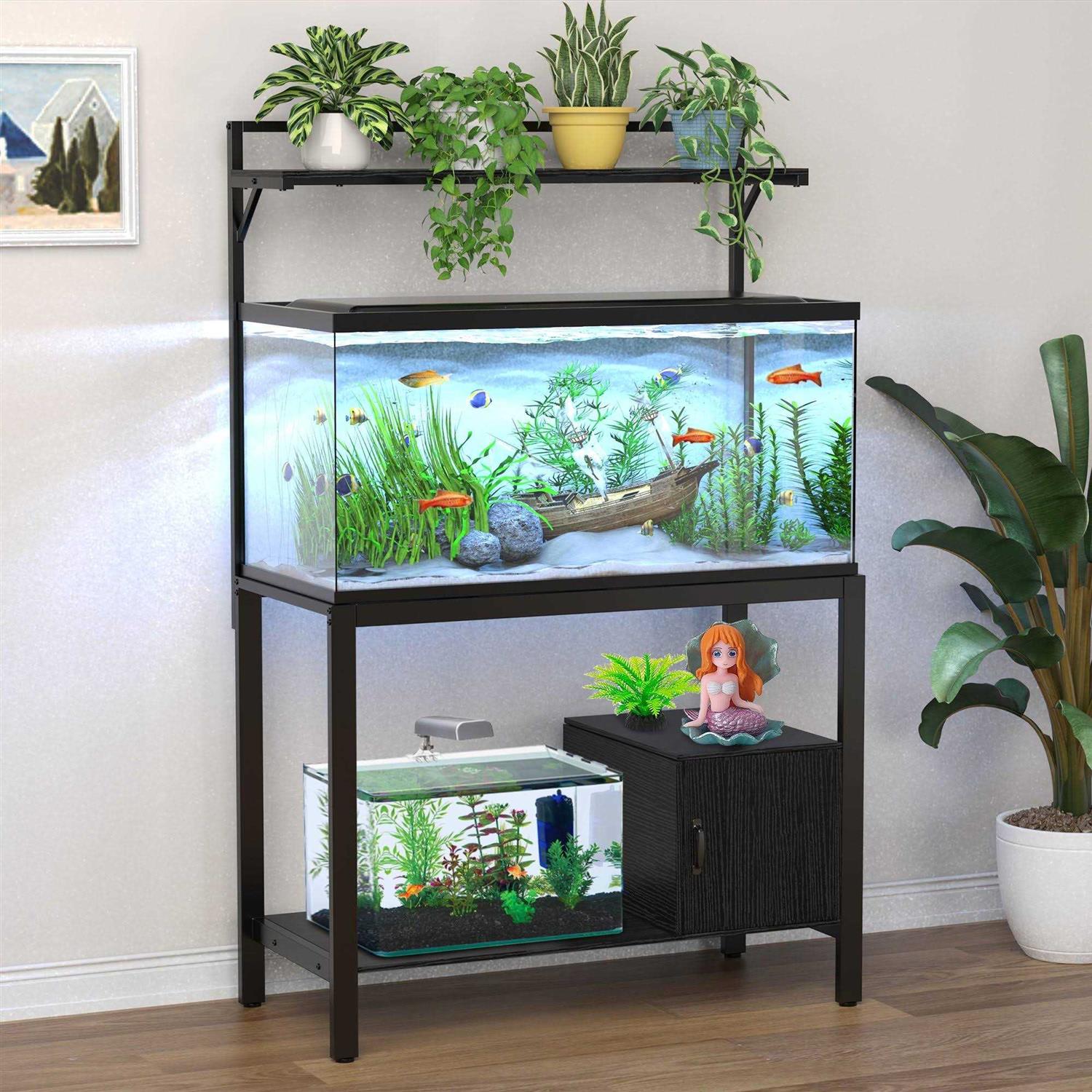 Gdlf 40-50 Gallon Fish Tank Stand with Plant Shelf Metal Aquarium Stand with Cubby Storage - Pet Supplies online store