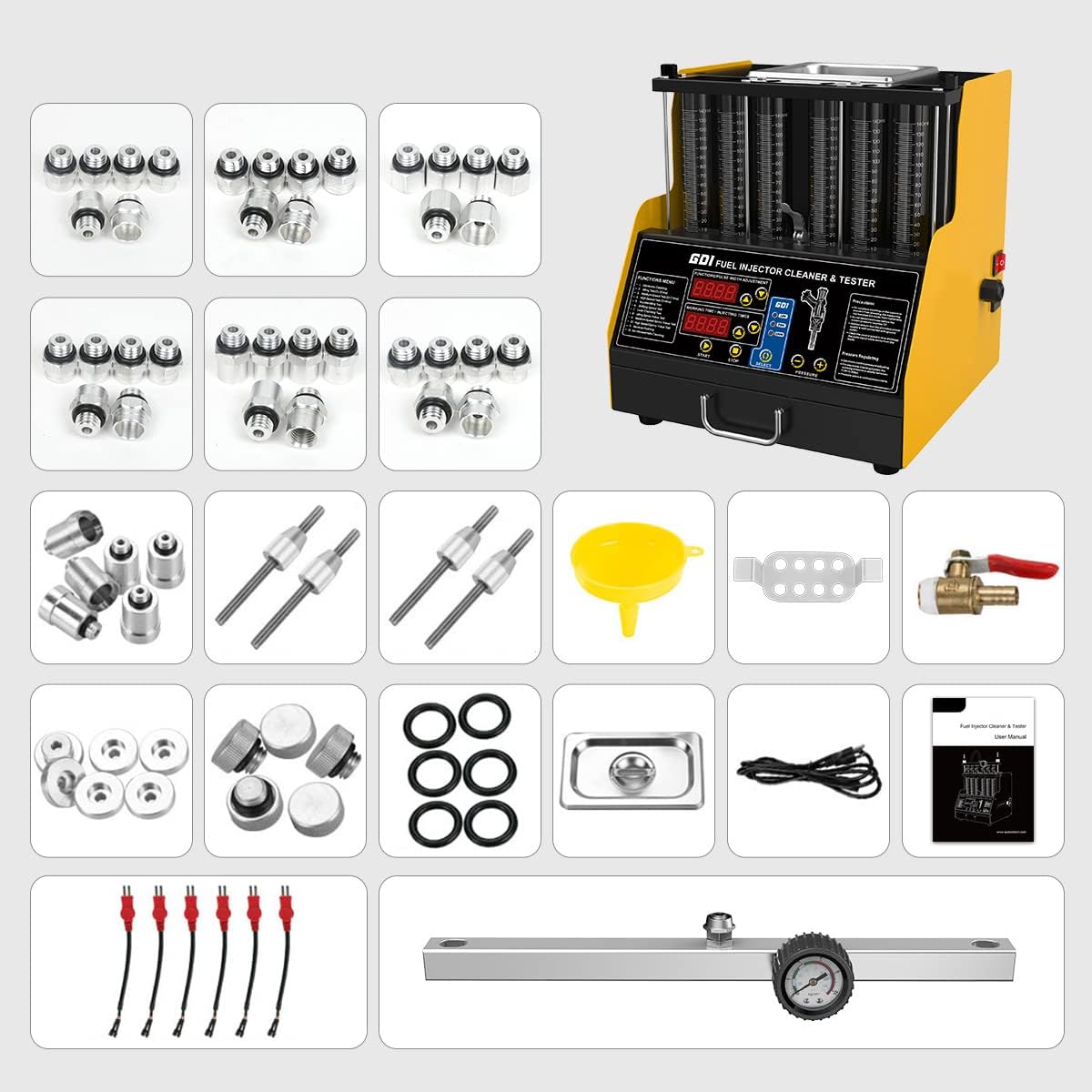 QPKING GID Fuel Injector Cleaner & Tester, Automotive Fuel System Cleaners Testers,Fuel Injection Systems Cleaners 110V/220V