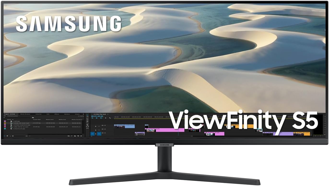 SAMSUNG 34" ViewFinity S50GC Series Ultrawide QHD Monitor, 100Hz, 5ms, HDR10, AMD FreeSync, Eye Care, Borderless Design, PIP, PBP, LS34C50DGANXZA, 2023, Black