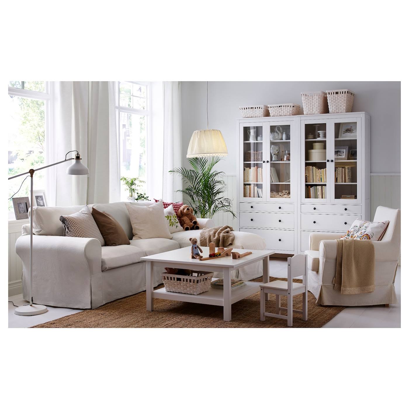 IKEA - HEMNES Glass-Door Cabinet with 3 Drawers, White Stain, 35 3/8x77 1/2