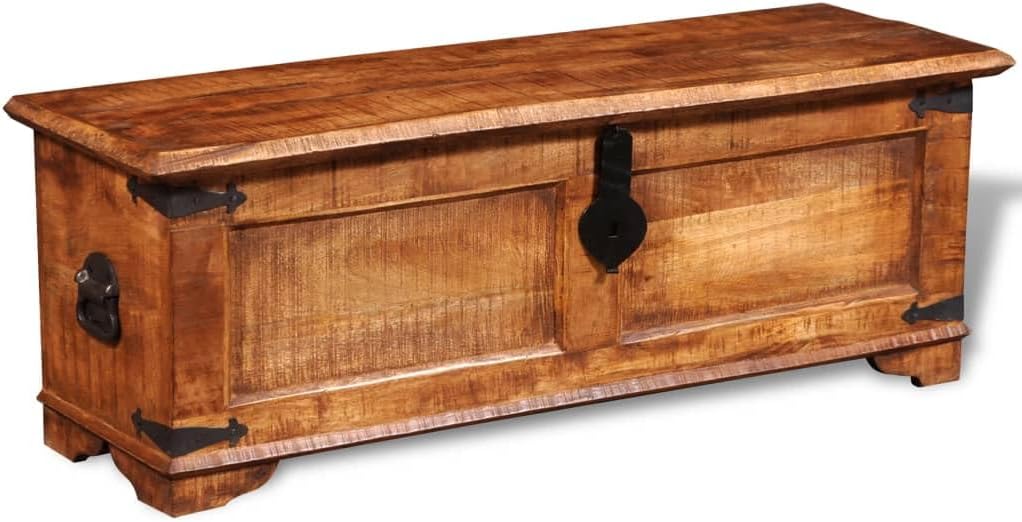 Wooden Storage Chest, Solid Wood Storage Chest Rustic Wood Treasure Box, Sturdy Large Storage Trunk for Living Room, Bedroom 43.3" x 13.8" x 15.7" -AA