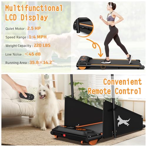 Dog Treadmill for Small and Medium Dogs, Pet Running Machine, Dog Indoor Pacer Treadmill with Remote Control, Dog Pacer Training Pad with LCD Display Screen and Remote