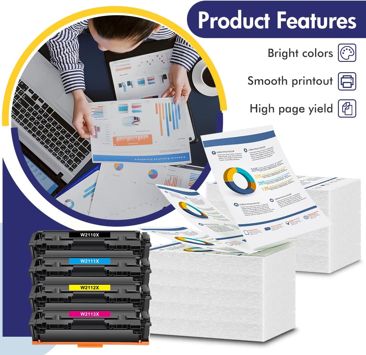 INFITONER Compatible 206X Toner Cartridge Replacement for HP 206X 206A 206 W2110X W2110A Color Pro MFP M283fdw M255dw M283cdw M283 M255 Printer Ink High Yield (Black Cyan Yellow Magenta, 4-Pack)
