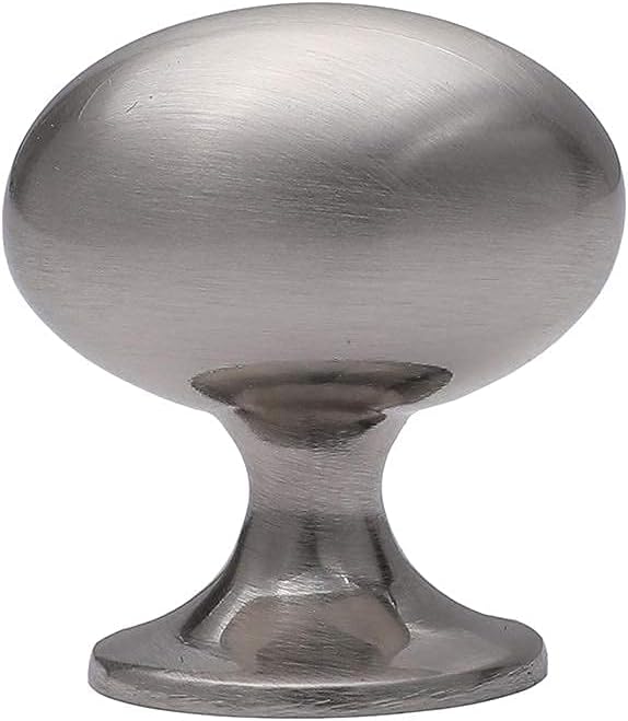 Cabinet Hardware Oval Mushroom Knob - 1-2/5 Diameter 36mm, 10 Pack (Brushed Satin Nickel) Pack of 2