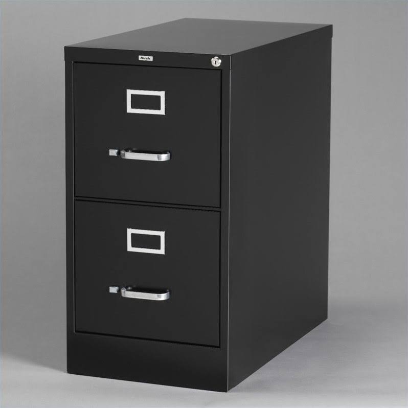 Set of 2 Value Pack Two Drawer Letter File Cabinet in Black with Lock