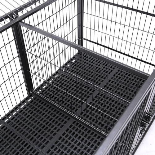 Homey Pet 43 inch Dog Crate 2 Floor Stackable Heavy Duty Dog Kennel Dog Grooming Cage with Detachable Divider, Additional Tray